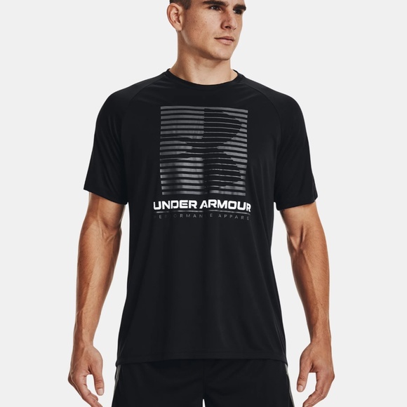 Under Armour Volocity Graphic T-Shirt Men's Size Large Black UA Short Sleeve NEW - Picture 1 of 5